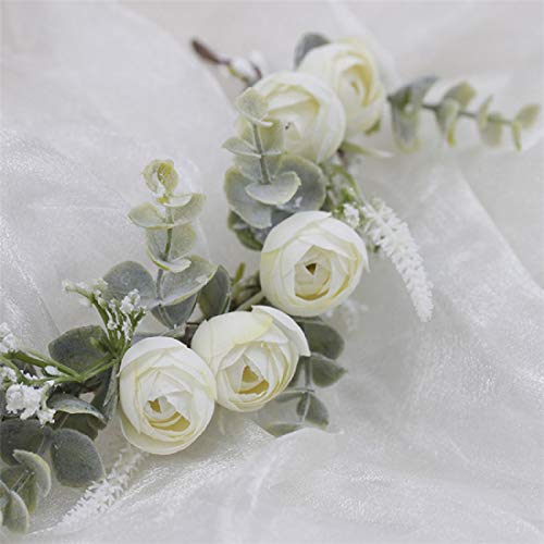 Floral Fall Artificial Baby Breath Flower Halo Wedding Crown Lilac Bridal Headpiece Greenery Crown Hc-24 (F-Ivory) #TOP5