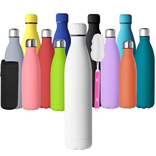 GeeRic Trinkflasche 1L Edelstahl Edelstahl Trinkflasche Doppelwandige Edelstahl Trinkflasche 1000ml Auslaufsicher BPA-frei rostfrei Isolierflasche und Hält kalte Mit Tassenbürste, Tassenschutz