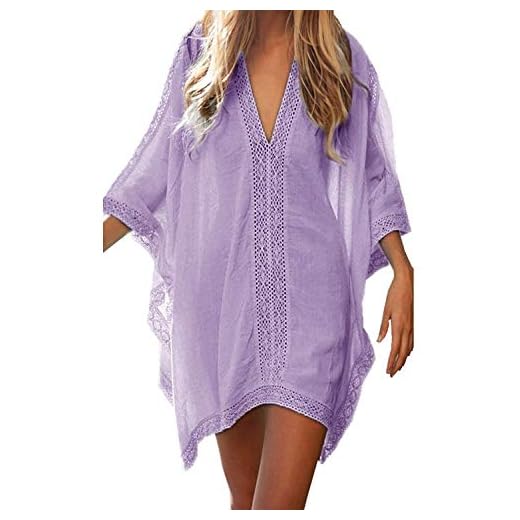 Jfan Vestido Suelto de Bikini Mujer Ropa de Baño Playa Traje de Baño Vestido de Bikini Camisolas y Pareos (Morado)