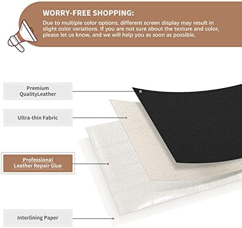 ONine Leather Repair Patch,Self-Adhesive Couch Patch,Multicolor Available Scratch Leather 8X11 Inch Peel and Stick for Sofas, Car Seats Hand Bags Jackets (Black 2.0) - 2