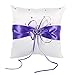 Yosoo 20cm × 20cm Nuptiale Bague de Poche de Mariage Coussin Coussin Porte-Charge avec Double Coeurs Décoration, Ivoire Blanc/Rouge/Bleu/Violet