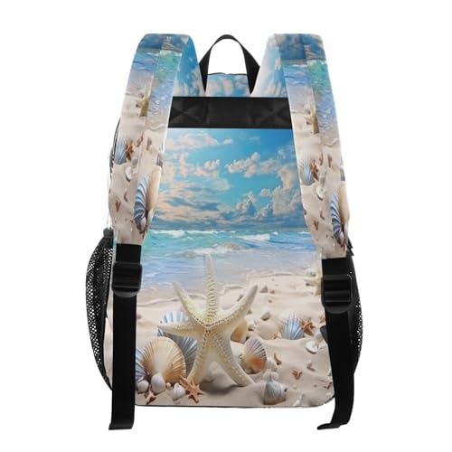 Blue Sea Ocean Beach Clear Backpack - Stadium Approved Large 15.7-inch Waterproof Transparent Bag for Sports, Concerts, Work, Travel#1233