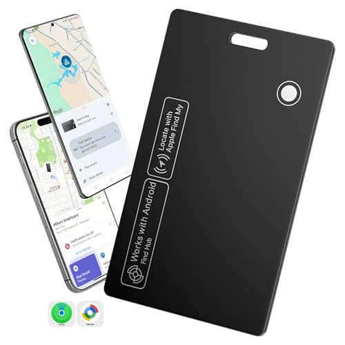 [2025 New] Dual Platform Rechargeable Air Tags Wallet Tracker Card, Dual System Smart Card, Compatible with Apple Find My & Google's Find Hub, Item Locator, Credit Card Size Tracker, Key Finder