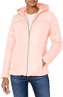 Pink Platinum Women's Water Resistant Hooded Quilted Puffer Jacket, Blush, 3X