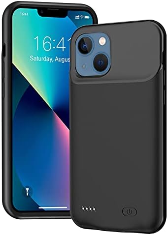 Battery Case for iPhone 13,7000mAh Ultra-Slim Portable Charger Case Rechargeable Battery Pack Charging Case Compatible with iPhone 13 (6.1 Inch)-Black