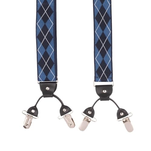 Image of The Tie Hub Suspenders for Men Elastic Adjustable Y Back Braces with Strong Metal Clips for Wedding Formal Office Wear
