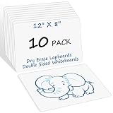 10 Packs of Small Whiteboards, Double-Sided Dry-Erase Blank Boards (Writable & Erasable) for Office, Home, Classroom, Math & Drawing (12” x 8”)
