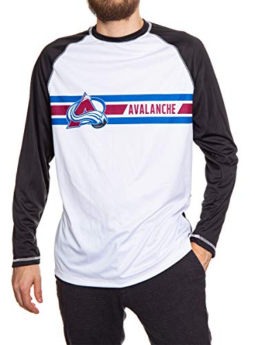 Calhoun Mens Officially Licensed NHL Striped Long Sleeve Rashguard (Large, Colorado Avalanche)