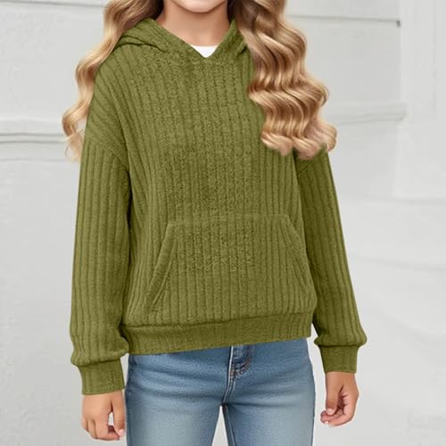 Hoodies for Girls Long Sleeve Knitted Pullover Sweatshirts Soft Casual Hoodies with Pockets Comfy Tween Clothes2