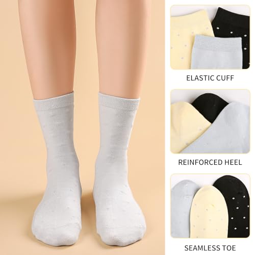 FGZ Womens Crew Socks Breathable Cotton Soft Casual Mid-Calf for Girls,5 Pairs2