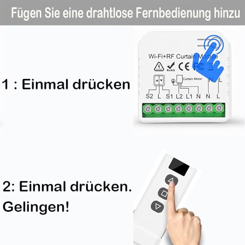 Tedeligo Funk Rolladensteuerung Nachrüstset, Funk Schalter für Rolladen Jalousien Markisen Bestehend leichte Montage, Bis 100m Reichweite, 2200W Weiß