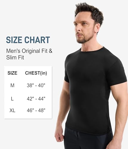2er-Pack Anti-Schweiß Shirt Herren Rundhals, Bambus Unterhemd mit Achselpads, Atmungsaktiv Slim Fit T-Shirt mit Schweißfesten (DE/NL/SE/PL, Alphanumerisch, L, Regular, Regular, 2, Schwarz-Modal)