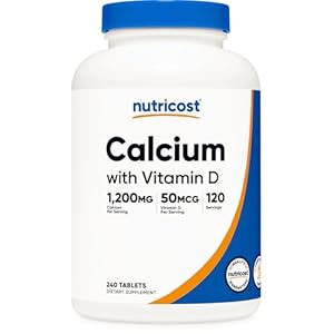 Nutricost Calcium with Vitamin D, 240 Tablets – Calcium (1200mg) Vitamin D (50mcg) Per Serving – Non-GMO, Gluten Free