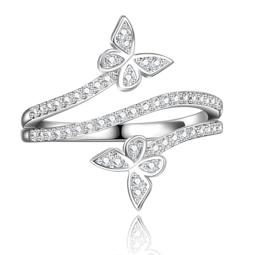 Otxas Silver Butterfly Ring for Women - Cute Engagement Jewelry