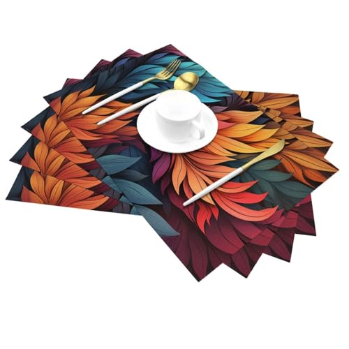 Set de table motif feuilles abstraites grand format PVC imperméable lot de 6 - 7