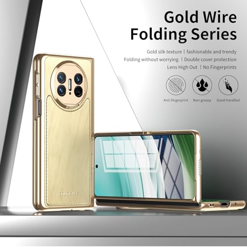 Protection intégrale Huawei Mate X3 pliante fine antichoc dorée en cuir - 7