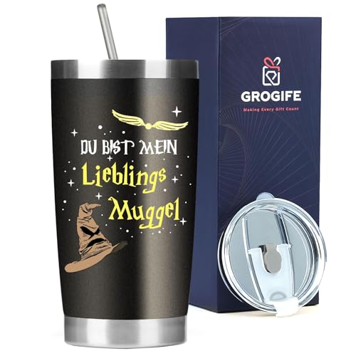 Thermosflasche 500ml Harry Geschenke für Ihn Fanartikel, Tasse Gedruckt Du bist mein Lieblings Muggel, Jahrestag Geschenk für Männer Partner Ehemann, Personalisierte Geburtstagsgeschenk Mann 1