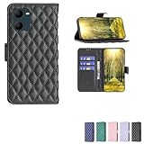 jioeuinly Case Compatible for Mobicell F50 Phone Case Cover [with Tempered Glass Screen Protector] Flip Stand Cover Women Wallet Black