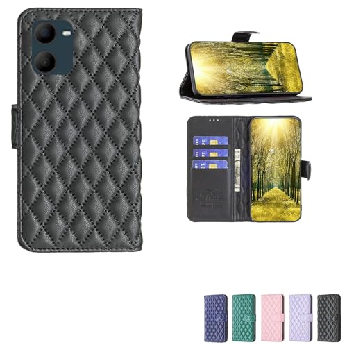 jioeuinly Case Compatible for Mobicell F50 Phone Case Cover [with Tempered Glass Screen Protector] Flip Stand Cover Women Wallet Black