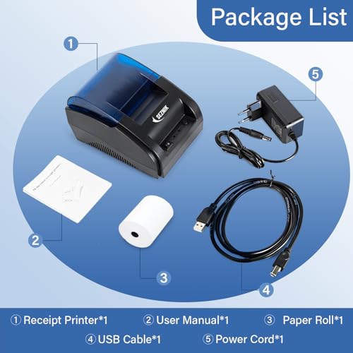 Image of SEZNIK Bluetooth+USB Receipt Printer 58 mm | Non Rechargable, Corded | Inkless Thermal | Mobile, Desktop Compatible (Receipt Printer - 2)