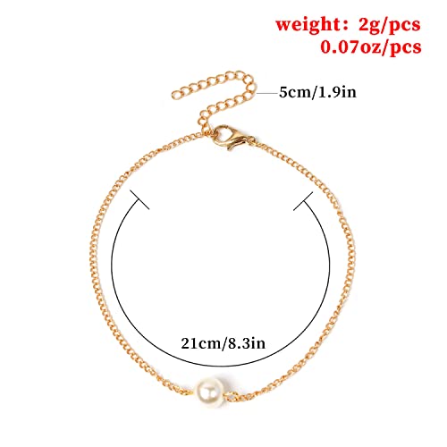 18K Gold Pearl Anklet, Gold Bracelet With Deep Sea Pearls, Personalized Handmade Pearl Gold Anklet #TOP3