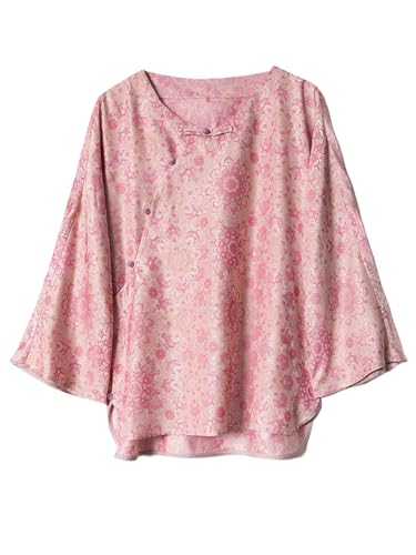 Blouse en soie rose Hanfu ample pour sublimer vos tenues de soirée
