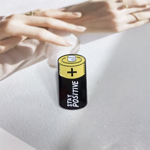 Image of Stay Positive Encouragement Lapel Pins Brooch for Women Teen Girls Boys Cute Funny Novelty Black Yellow Enamel Backpacks Badges Hats BookBags Pin Clothes Accessory Birthday Gift