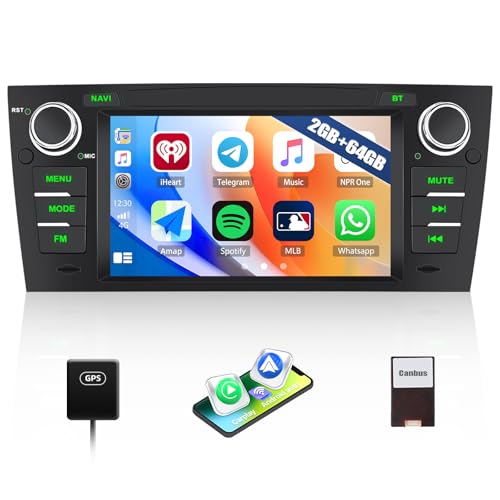 2G+64G Car Radio Stereo for BMW 3 Series 328i 335i 325i (E90/E91/E92/E93) 2005-2011, Wireless CarPlay Android Auto, 7