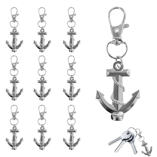 NIIIYTYB 10Pcs Anchor Keychain Nautical Charms for Men Sailing Ocean Trinkets Keychains Anchor Charm Party Favors Cute Souvenirs for Guests Wedding Accessories and Nautical Theme Decorations