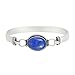 925 Silver Plated Natural Lapis Lazuli Cuff Bangle Bracelet for Women – Handmade Adjustable Boho Jewelry – Blue Gemstone September Birthstone Fashion Statement Bangle – New Year's Gift for Her
