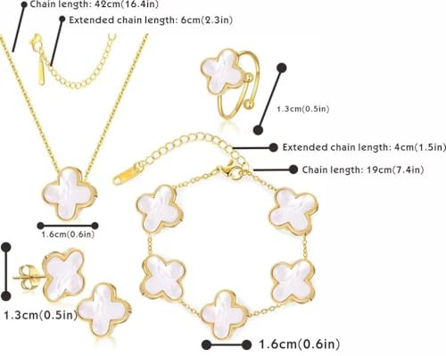 LUCKY CLOVER 18K Gold Plated Jewelry Set for Women With Gift Packaging Box, Gift for Women for Birthday, Vlentine's Day, Chiristmas, New Year, Anniversary3