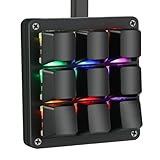 Koolertron 左手デバイス マクロキーボード ノブ付け 片手キーボード プログラム可能 ショートカットキー 割付/割り当て 4層レイヤー マクロ機能 RGB ホットスワップ 赤軸 USB-C 有線 Windows&Mac対応 オフィス/動画編集/ゲームなどに対応 作業効率向上 (RGB 赤軸 文字なし)