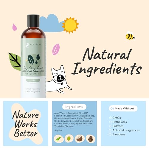 kin+kind Dog Shampoo for Dry, Itchy Skin and Coat Relief - Safe, Natural Formula with Olive Oil, Coconut Oil, Cedarwood - Made in The USA - Dog Grooming, Puppy Supplies, and Dog Accessories(12 fl oz) - Thumbnail 5