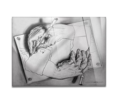 Giallobus - Cuadro sobre Vidrio ACRÍLICO PLEXIGLASS - M.C.Escher - Mani - 100X140CM