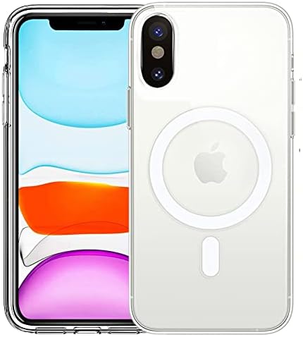 HVDI Clear Magnetic Case for iPhone Xs Max with Mag-Safe Wireless Charging, Soft Silicone TPU Bumper Cover, Thin Slim Fit Hard Back Shockproof Anti-Yellow Protective Case for iPhone Xs Max (6.5 inch)