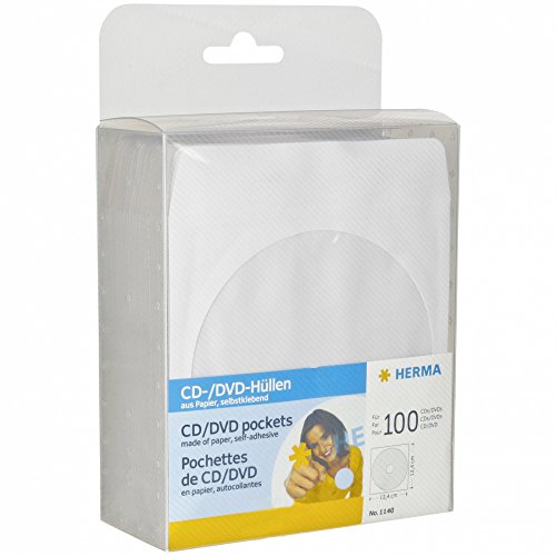 HERMA 1140 CD DVD Papier-Schutzhüllen, 100 Stück, CD Umschläge Papierleerhüllen mit Sichtfenster, DVD Schutzhüllen Papierhüllen mit Fenster, Rückseite selbstklebend, weiß – Bild 3