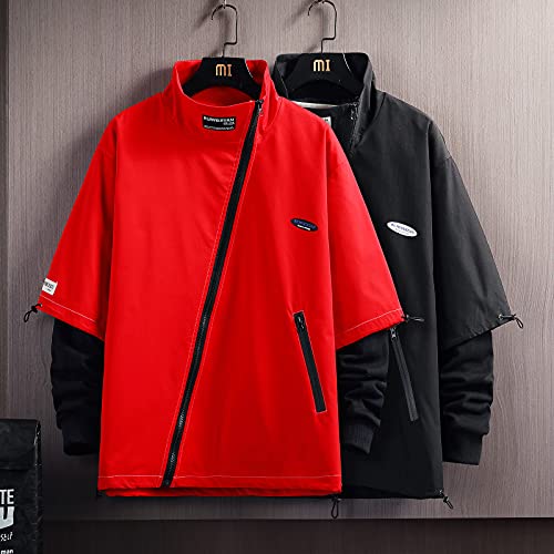 Gurunvani Men’s Hooded Windbreaker Jacket Zip Up Patchwork Hoodie Anorak #TOP4