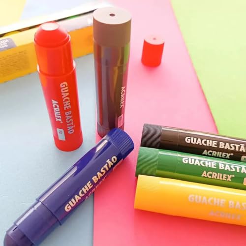 Tinta Guache, Acrilex, Em Bastão, 06 Cores