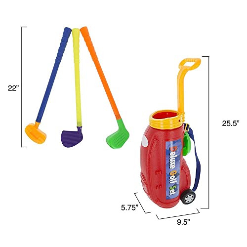 COLOR TREE Easy Hit Kid's Toy Golf Clubs Deluxe Set Sport Golf Cart- Outdoors Children's Sports Toys, Mini Golf