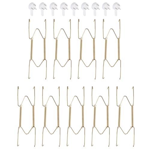 Image of uxcell 9pcs Plate Hanger, 6 Inch Stainless Steel Invisible Wall Plate Hangers with Wall Decorative Hooks and Tip Protector for Decorative Plates and Art, Silver