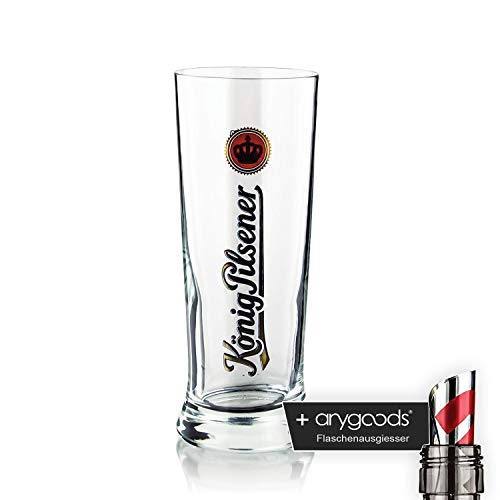 König Pilsener Glas/Gläser 0,2l Bierglas Gastro Bar Deko NEU + anygoods Flaschenausgiesser Cover