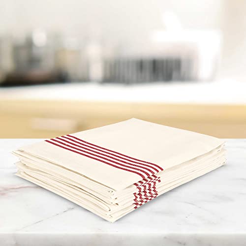 Candy Cottons Kitchen Towels Set Of 6, Cotton Dish Towel, Soft Dishcloth Sets For Washing & Drying Dishes, Absorbent Tea Towels, Hand 18X28, Climate Friendly Cloth Made From Recycled Cotton, Red #TOP2