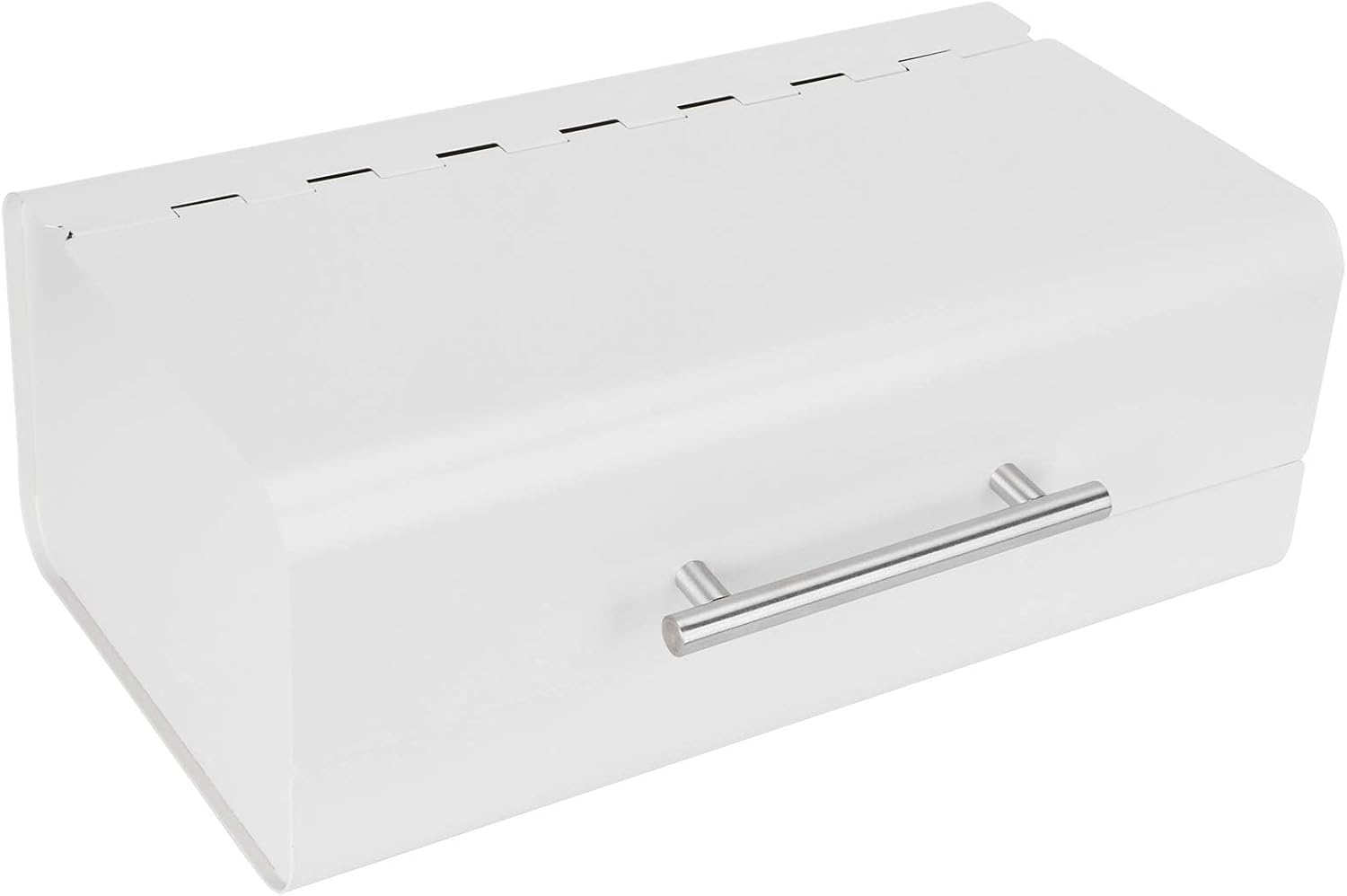 Bread Box, Milk White Large Capacity Bread Storage Box, Stainless Steel Food Container With Roll Top Lid for Kitchen Counter