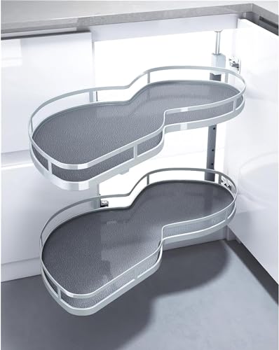 Organizador de carrusel esquinero con altura ajustable y estantes oscilantes de cocina
