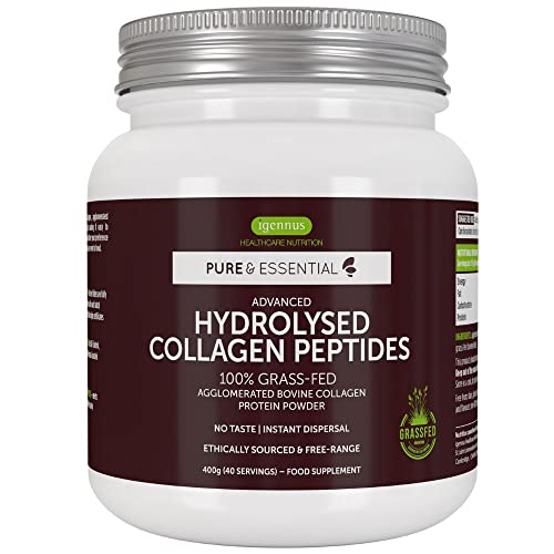 Pure & Essential Peptides de collagène hydrolysés - Poudre de protéine de collagène bovin aggloméré à 100%, mélange facile et goût neutre, 400 g Cover