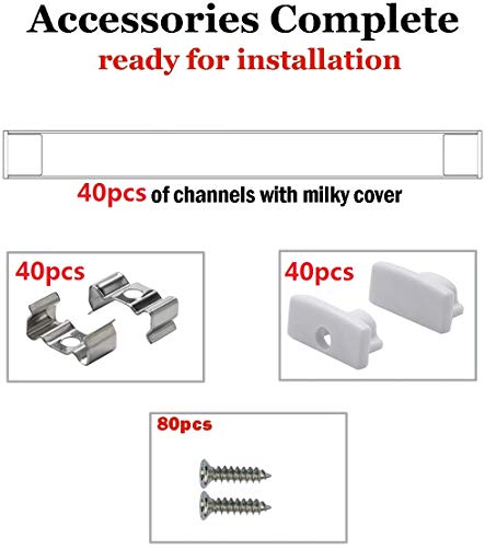 Aluminum Channels for Led Strip Lights - StarlandLed 20Pack Led Profile U Track with Cover Diffuser and Complete Mounting Accessories,1 Meter Segments …