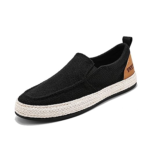 Men's Espadrille Woven Canvas Slip-on Fisherman Shoes Deck Shoes Fashion Linen Breathable Non-Slip Vintage Casual Loafer Walking Boat Shoes