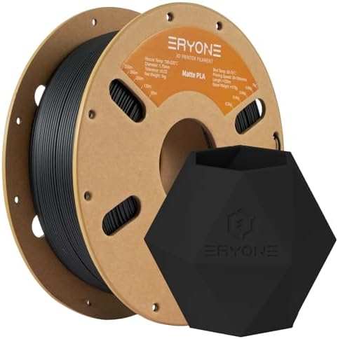 ERYONE Matte PLA Filament 1.75mm, 3D Printer Filament PLA, -0.03mm, 1kg(2.2lbs)/Spool, Matte Black