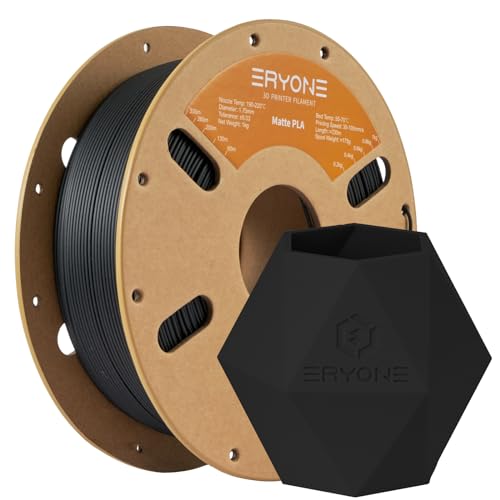 Image of ERYONE Matte 3D Printer PLA Filament 1.75 + /- 0.03mm, Matte Filament PLA 1KG(2.2LBS) Spool, Black