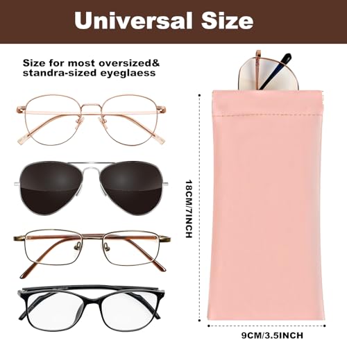 Image of Anikathy 2Pcs Sunglass Eyeglass Glasses Case Soft PU Leather with Cleaning Cloth Portable Glasses Pouch Bag for Men Women
